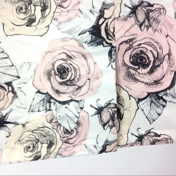 La Soie Womens Pencil Skirt Floral Pink Ivory - Picture 2 of 5